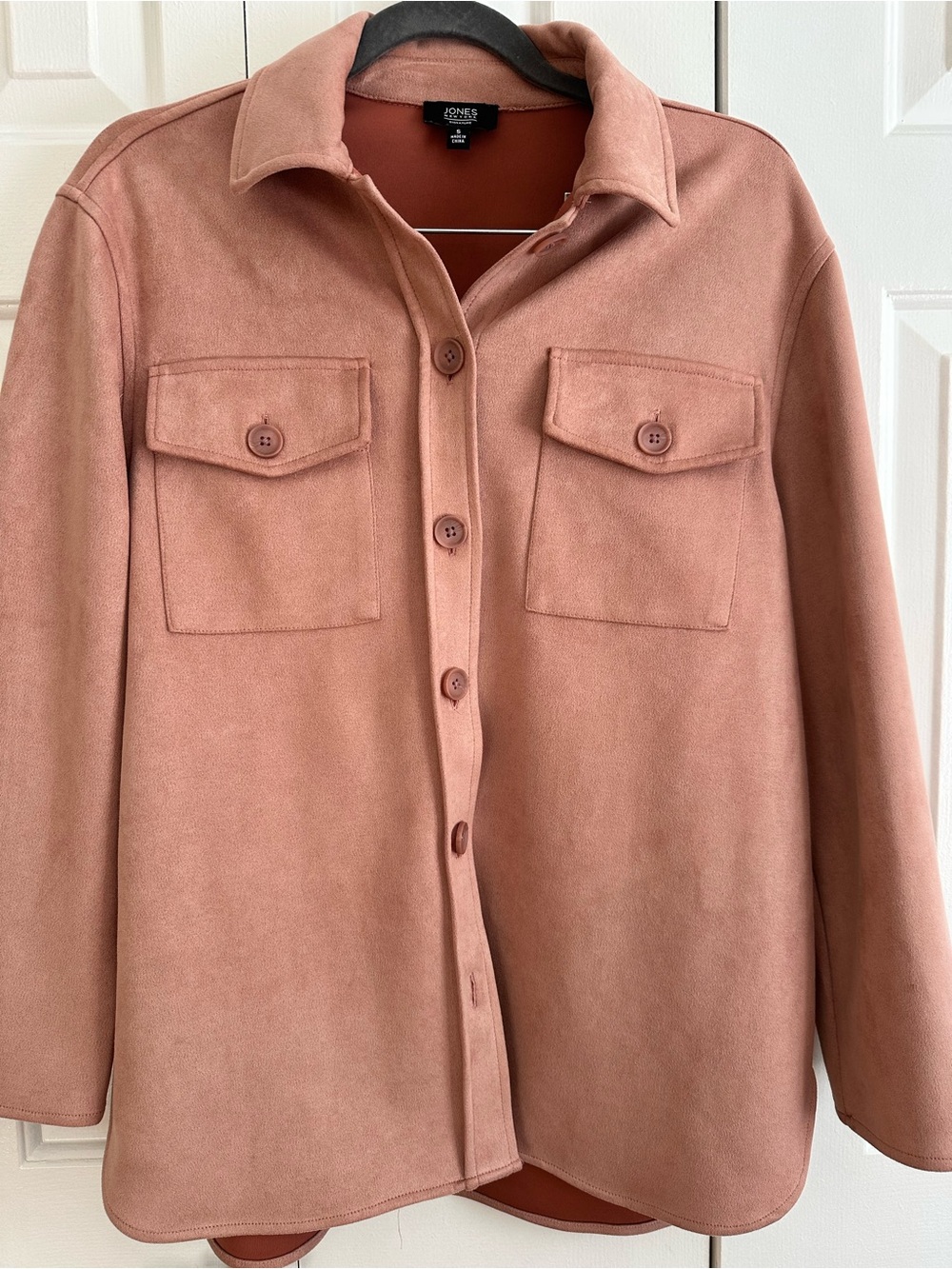 Jones New York Faux Suede Shirt Jacket soft Pink Small